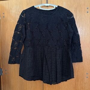 Black Lace Peplum Top